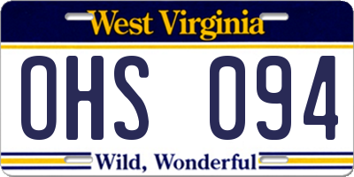WV license plate OHS094