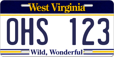 WV license plate OHS123