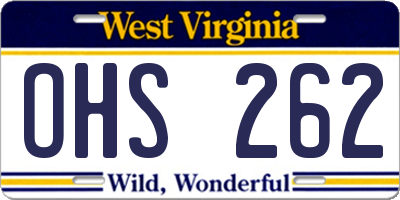 WV license plate OHS262