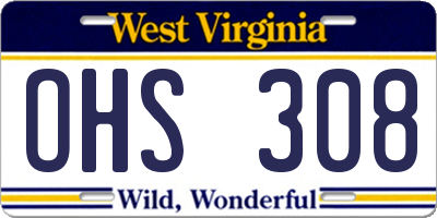 WV license plate OHS308