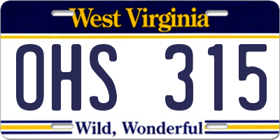 WV license plate OHS315