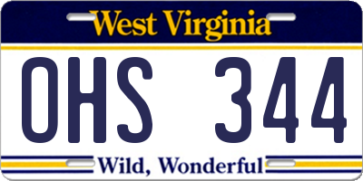 WV license plate OHS344