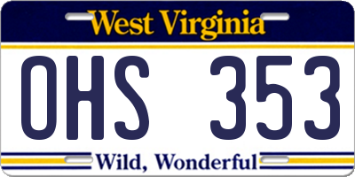 WV license plate OHS353