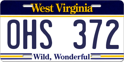 WV license plate OHS372