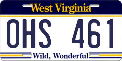 WV license plate OHS461