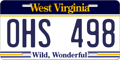 WV license plate OHS498