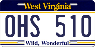 WV license plate OHS510