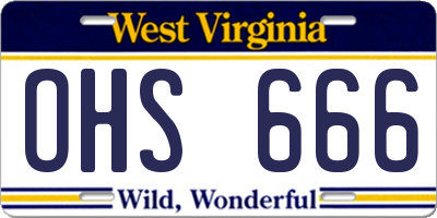WV license plate OHS666