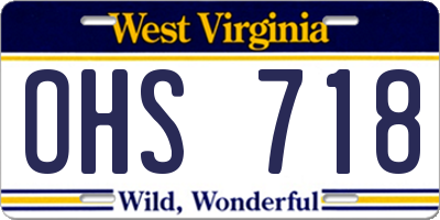 WV license plate OHS718