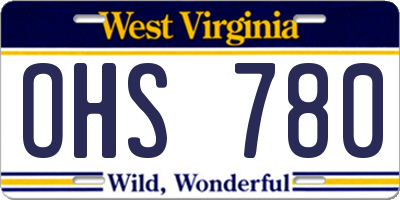 WV license plate OHS780
