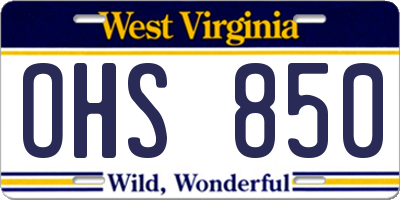 WV license plate OHS850