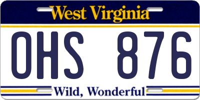 WV license plate OHS876