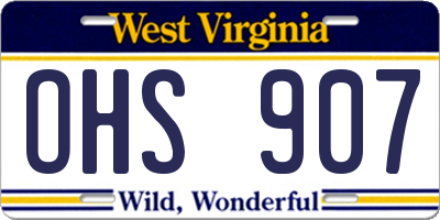 WV license plate OHS907