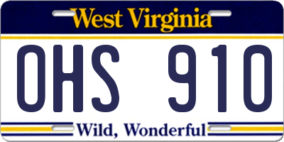 WV license plate OHS910