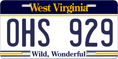 WV license plate OHS929