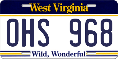 WV license plate OHS968