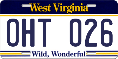 WV license plate OHT026