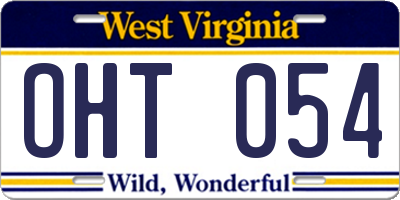 WV license plate OHT054