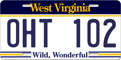 WV license plate OHT102