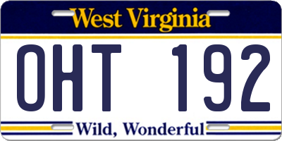 WV license plate OHT192