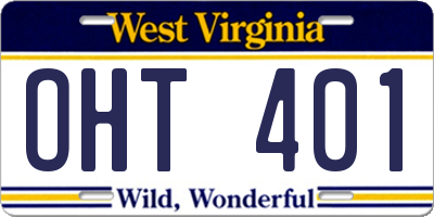 WV license plate OHT401