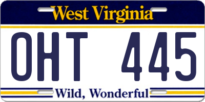 WV license plate OHT445