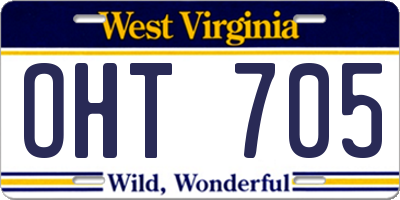 WV license plate OHT705