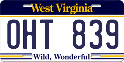 WV license plate OHT839