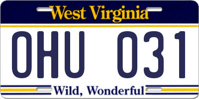 WV license plate OHU031