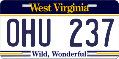WV license plate OHU237