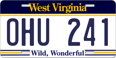 WV license plate OHU241