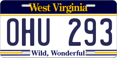 WV license plate OHU293