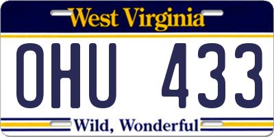 WV license plate OHU433