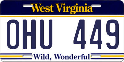 WV license plate OHU449