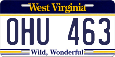 WV license plate OHU463