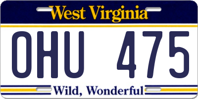 WV license plate OHU475