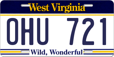 WV license plate OHU721