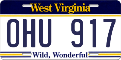 WV license plate OHU917