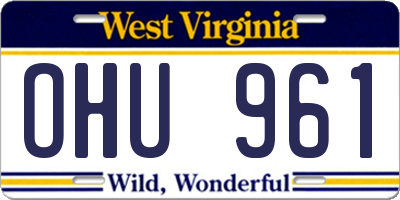 WV license plate OHU961