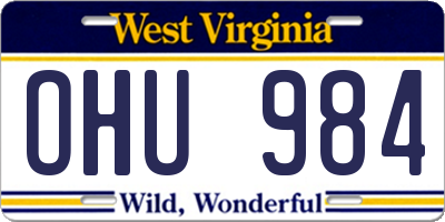 WV license plate OHU984