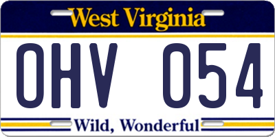WV license plate OHV054