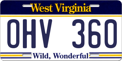 WV license plate OHV360