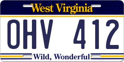 WV license plate OHV412