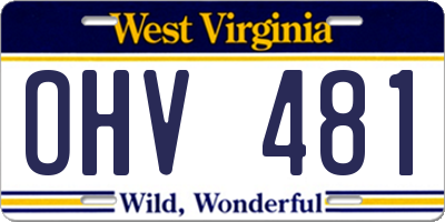 WV license plate OHV481