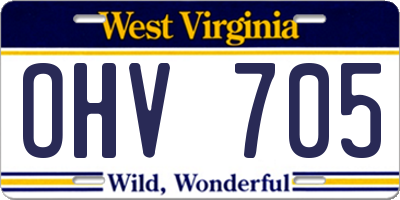 WV license plate OHV705
