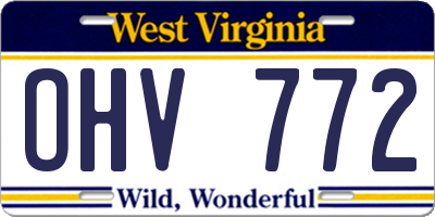 WV license plate OHV772
