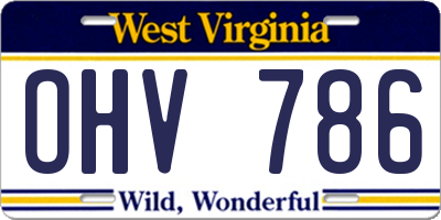 WV license plate OHV786