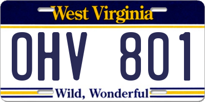 WV license plate OHV801