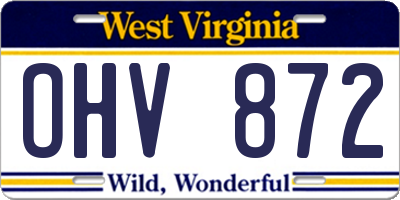 WV license plate OHV872