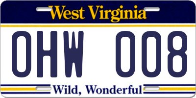 WV license plate OHW008